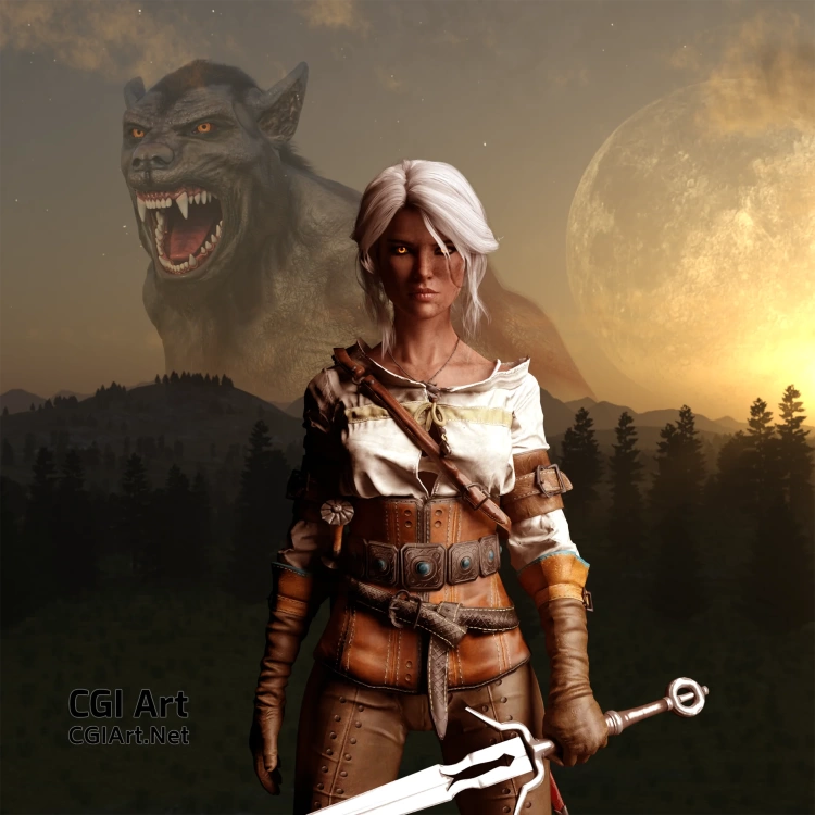 Ciri & The Werewolf. The hunt is on! (DAZ Studio)
